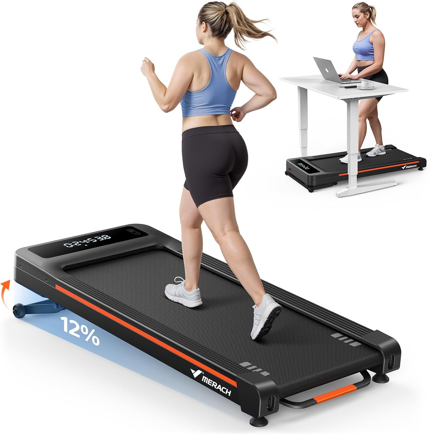 NovaWalk W50 Walking Pad Under Desk Treadmill with 12% Incline