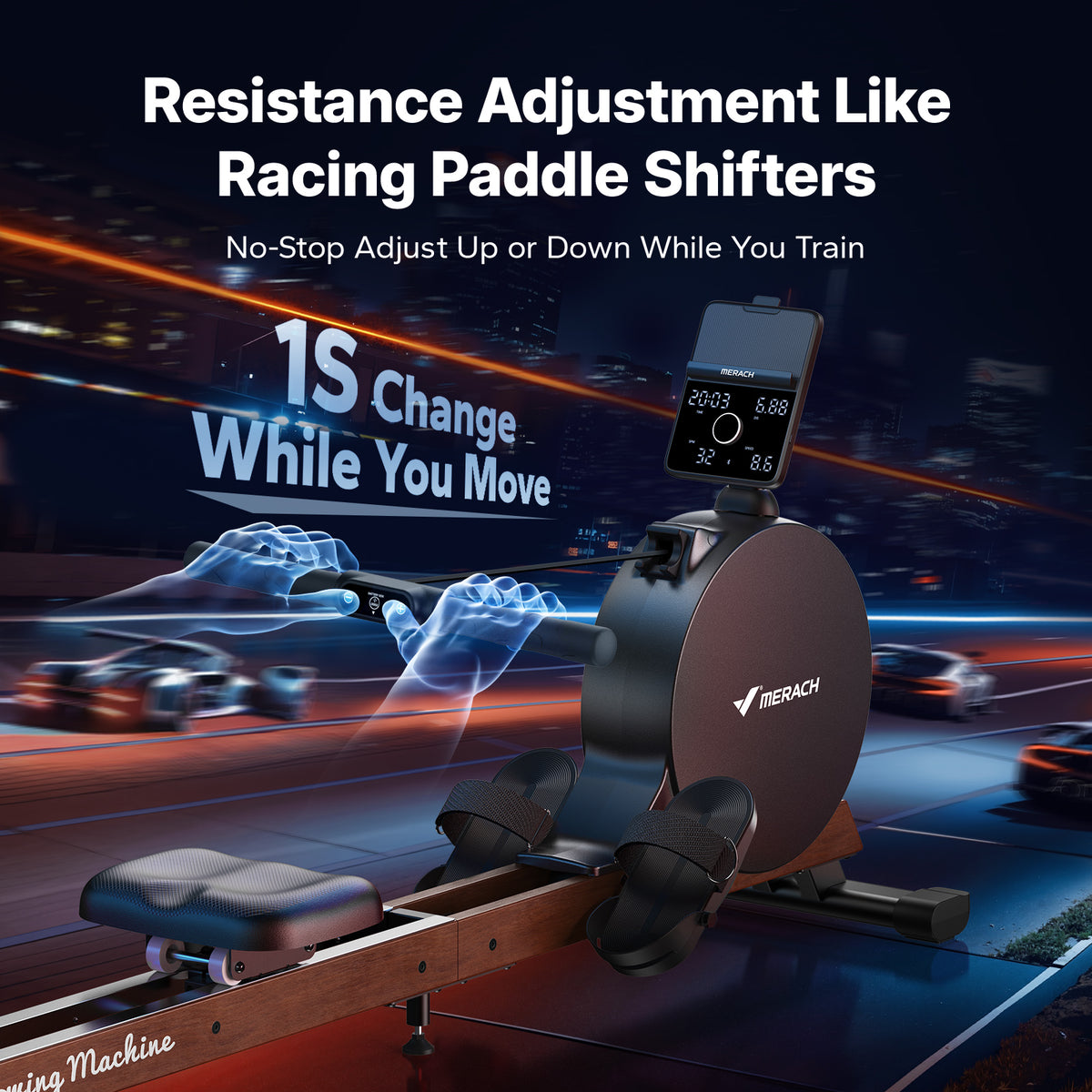 NovaRow R7 Self-Powered Magnetic Rowing Machine with LED Display
