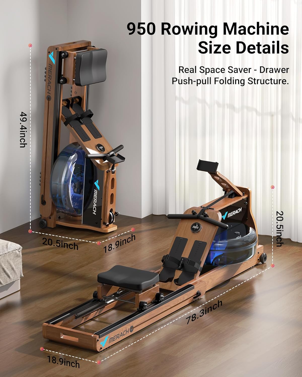 950 Magnetic & Water Dual Resistance Rowing Machine For Home Use