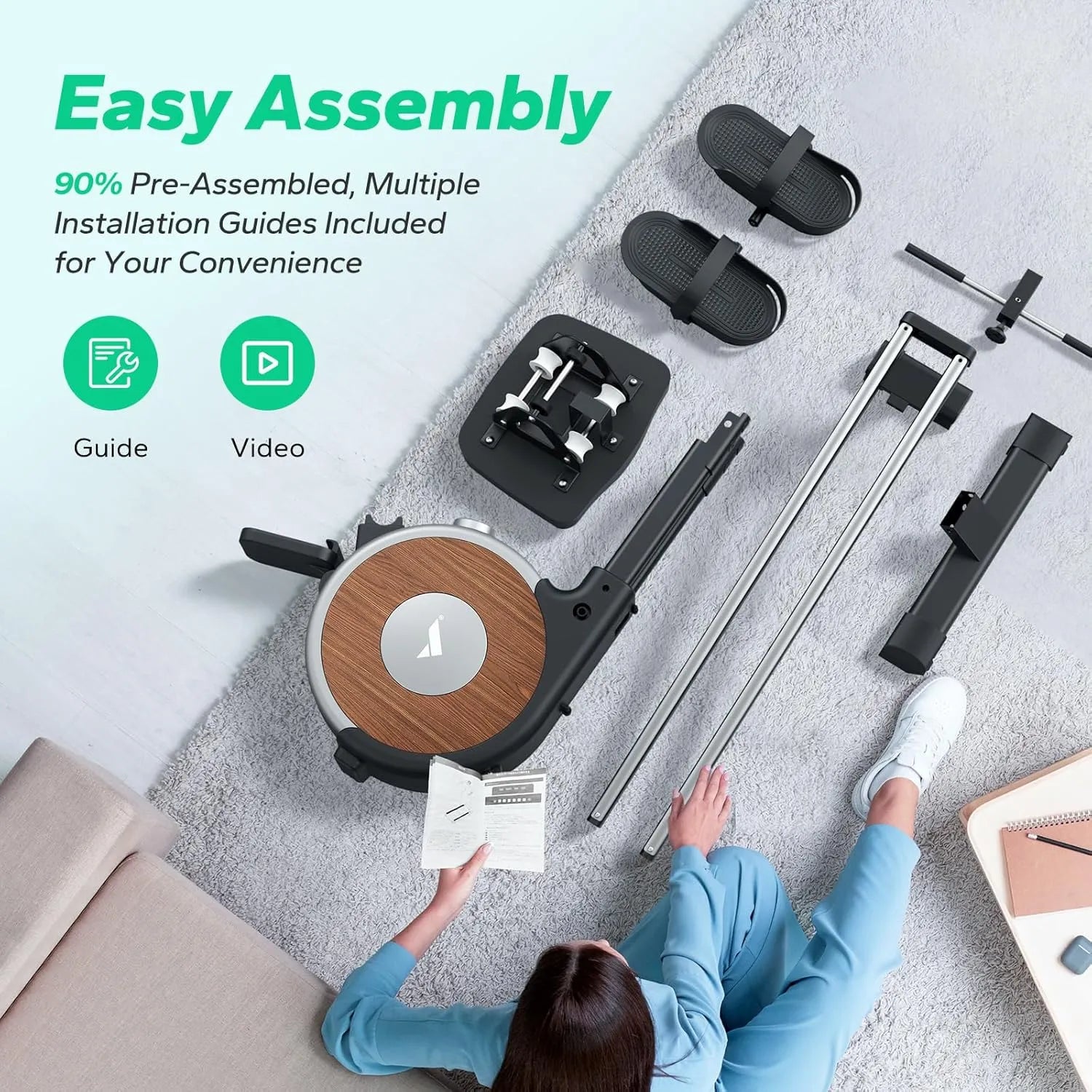 Q1S SELF-POWERED Magnetic Rowing Machine For Home Use