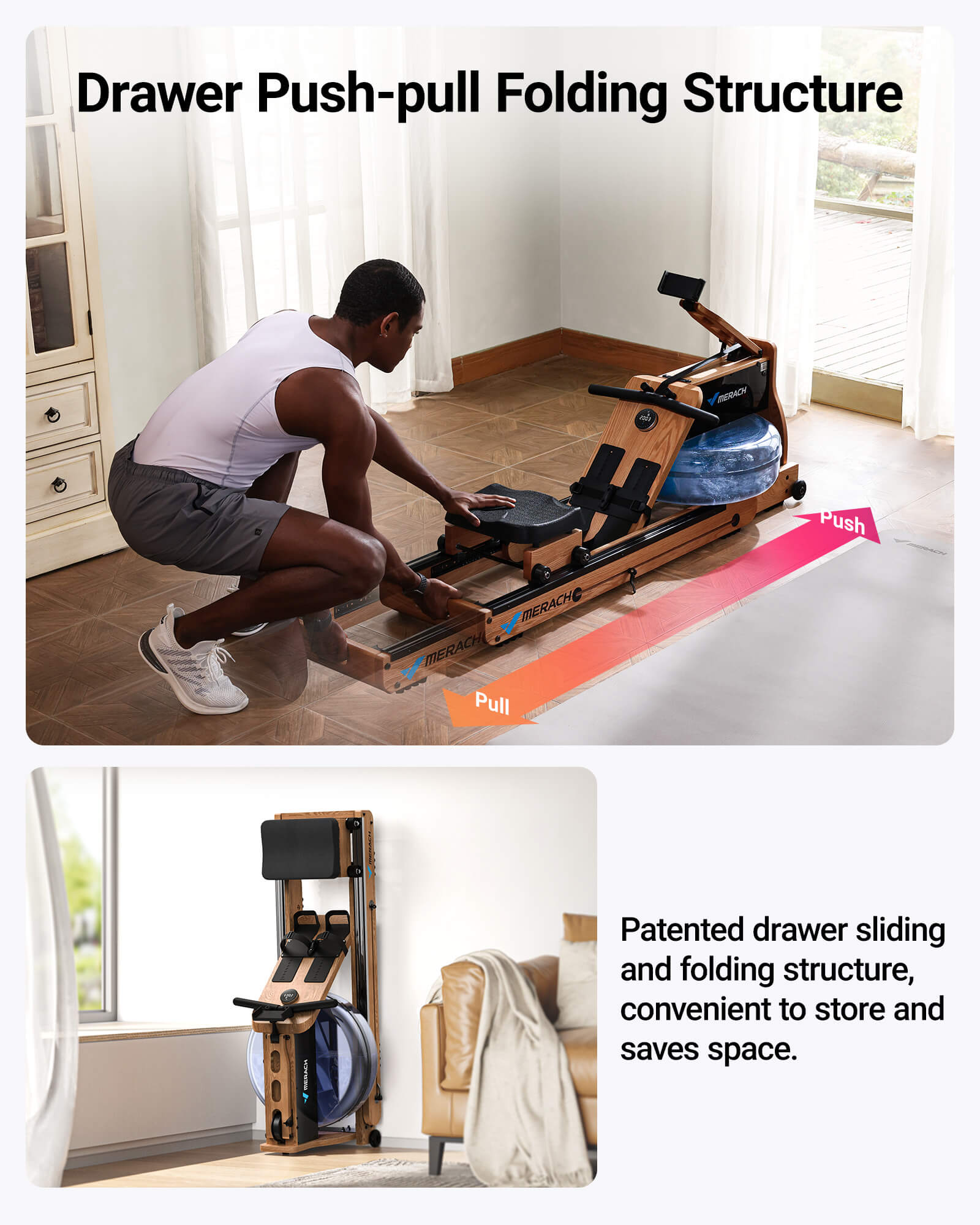 950 Magnetic & Water Dual Resistance Rowing Machine For Home Use