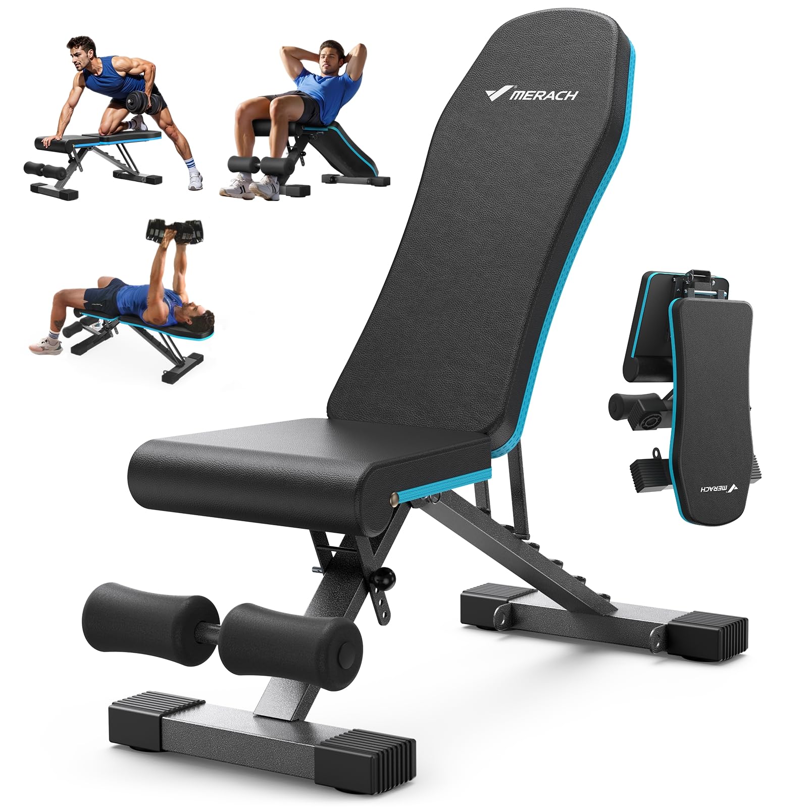 Weight Bench, Foldable Weight Benches for Home Gym with 990 LBS, Adjustable Weight Bench with 72 Training Angles, Incline Bench Press for Full Body