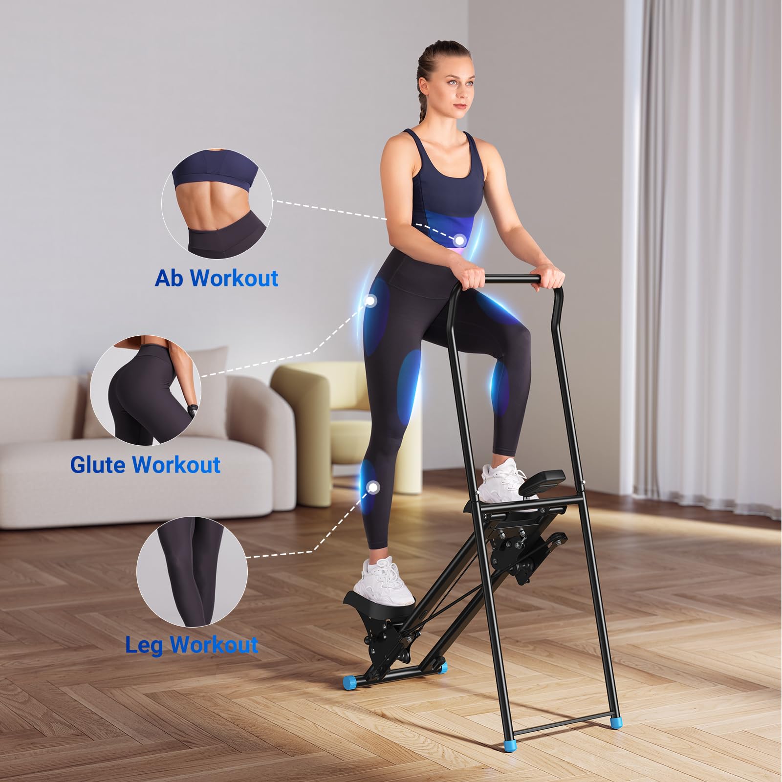 2438 Vertical Folding Stair Stepper with Adjustable Resistance&Pedals