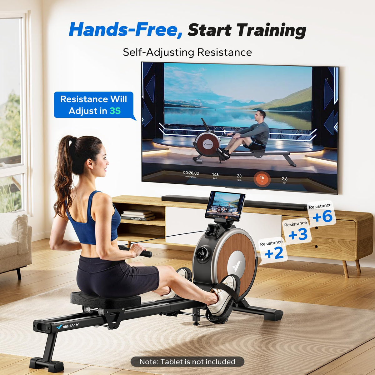 Space Rowing Machine Q1S SELF-POWERED Magnetic Smart & Space-Saving Rowing Machine for Home ...