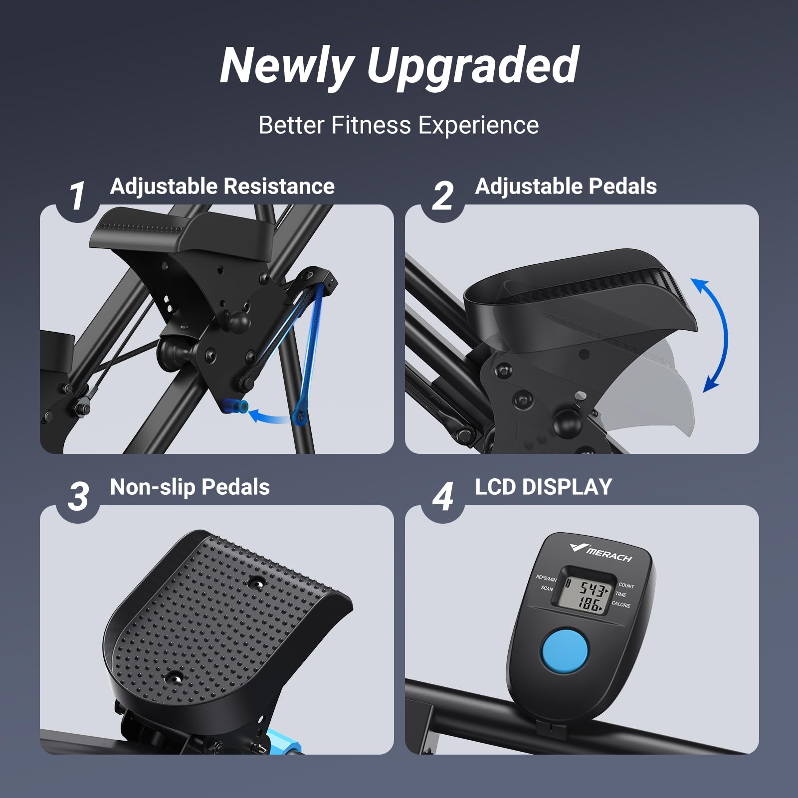 2438 Vertical Folding Stair Stepper with Adjustable Resistance&Pedals