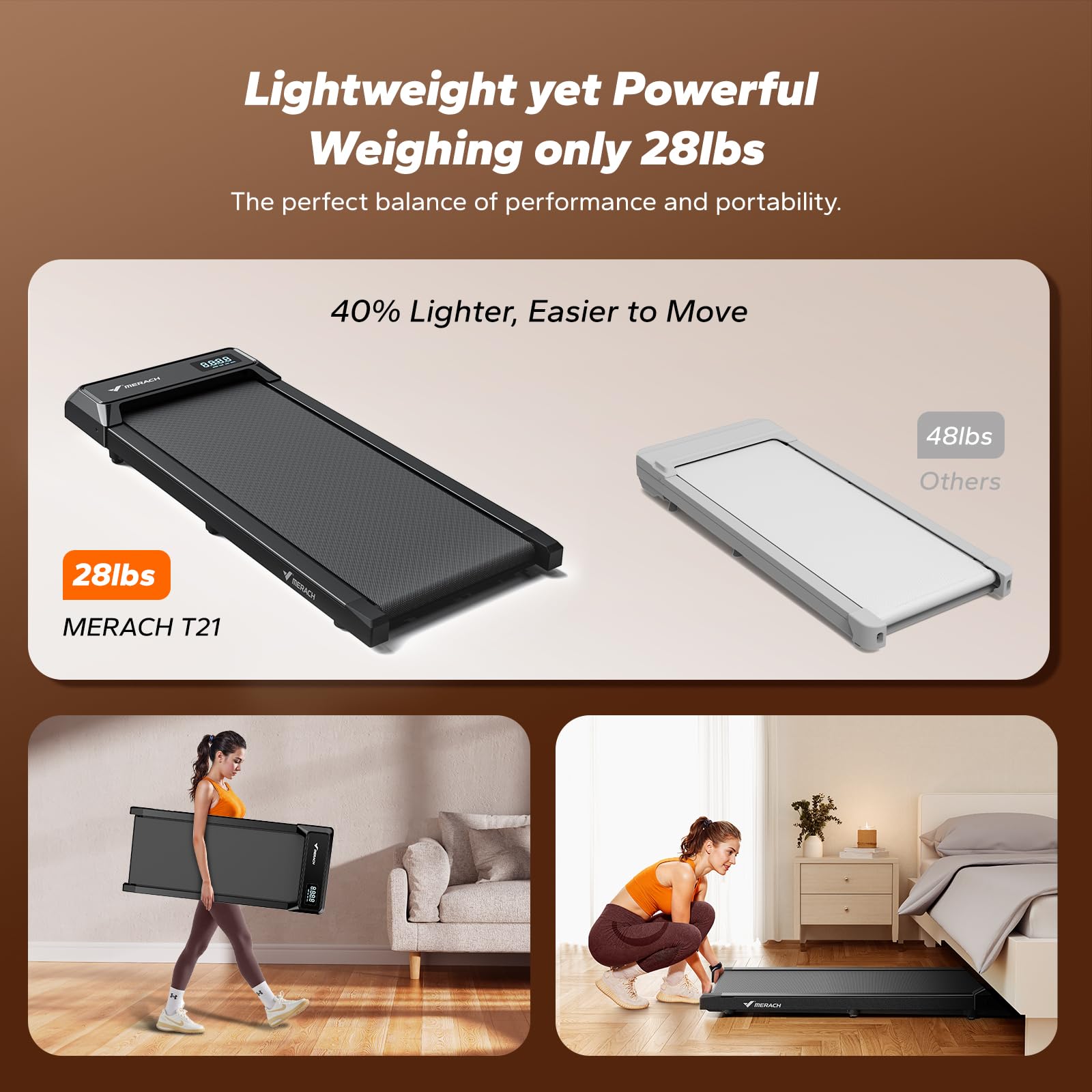T21 Under Desk Treadmill Walking Pad For Home Use