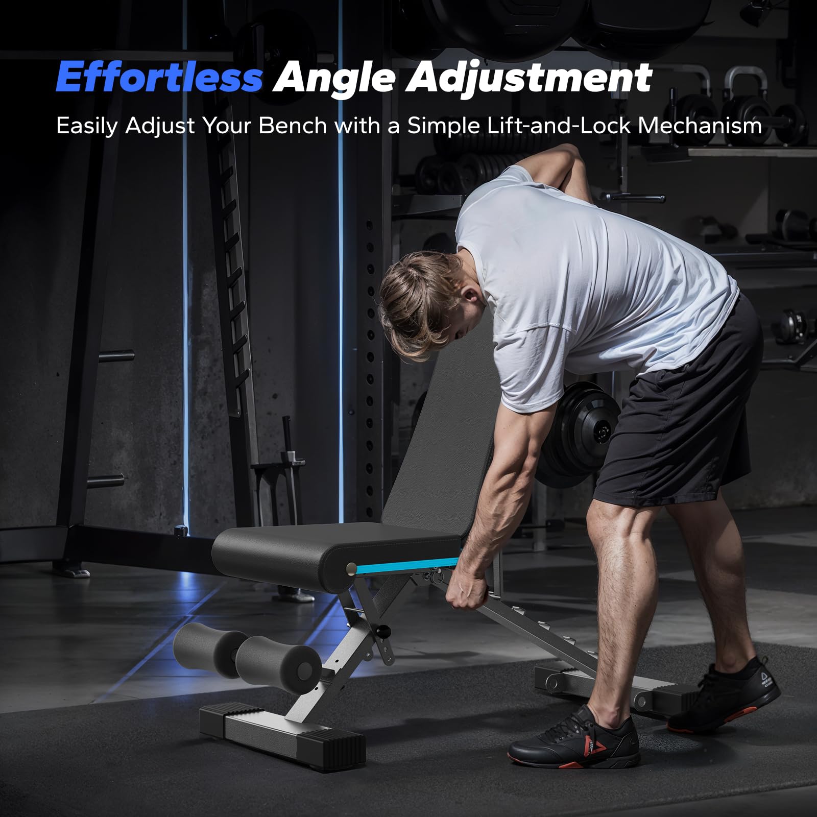 Weight Bench, Foldable Weight Benches for Home Gym with 990 LBS, Adjustable Weight Bench with 72 Training Angles, Incline Bench Press for Full Body