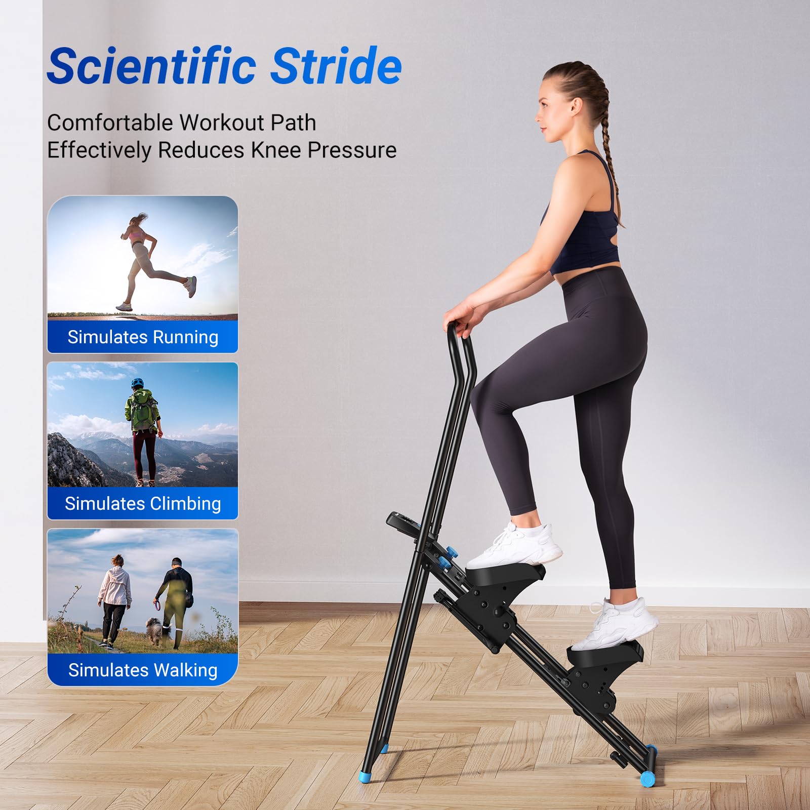 2438 Vertical Folding Stair Stepper with Adjustable Resistance&Pedals