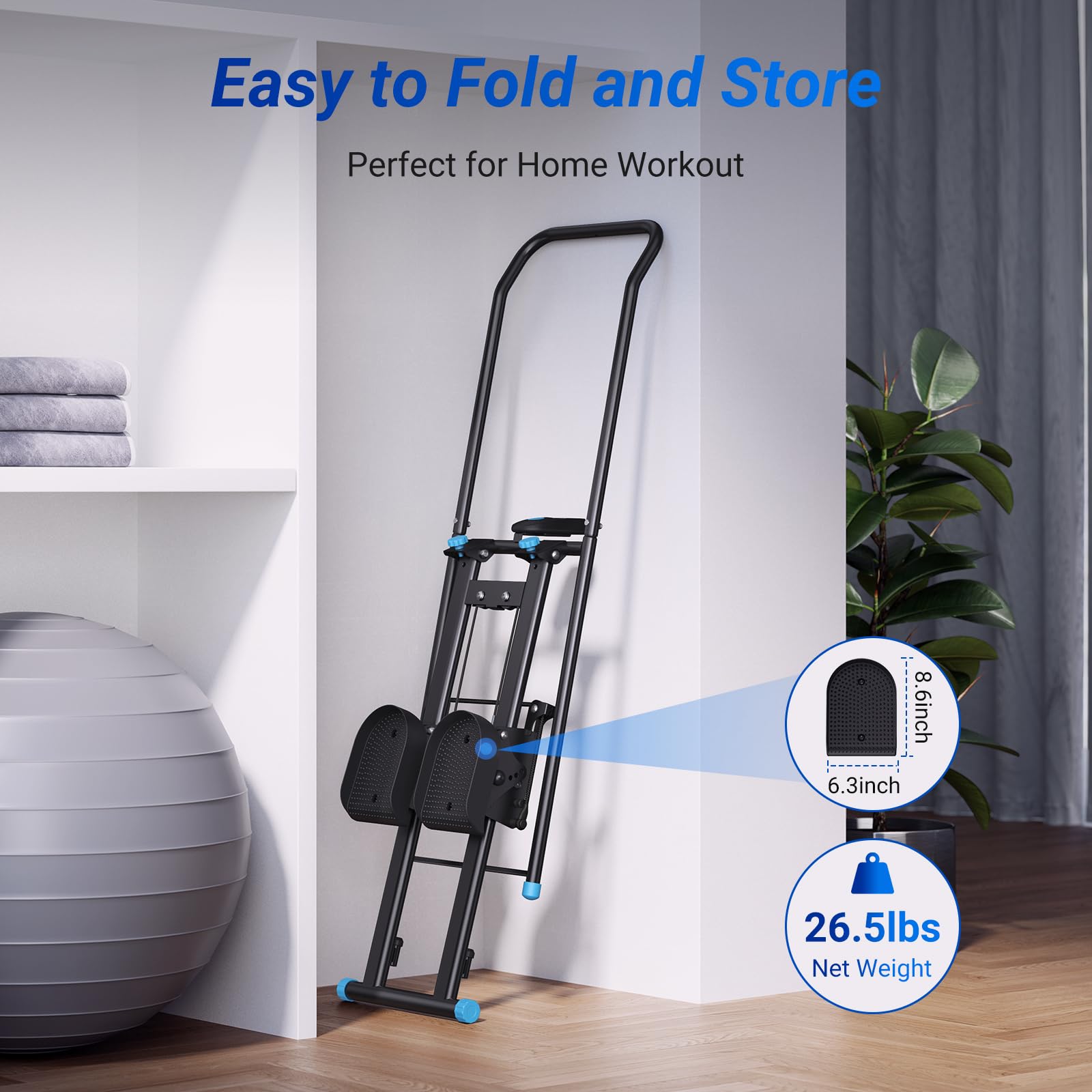 2438 Vertical Folding Stair Stepper with Adjustable Resistance&Pedals