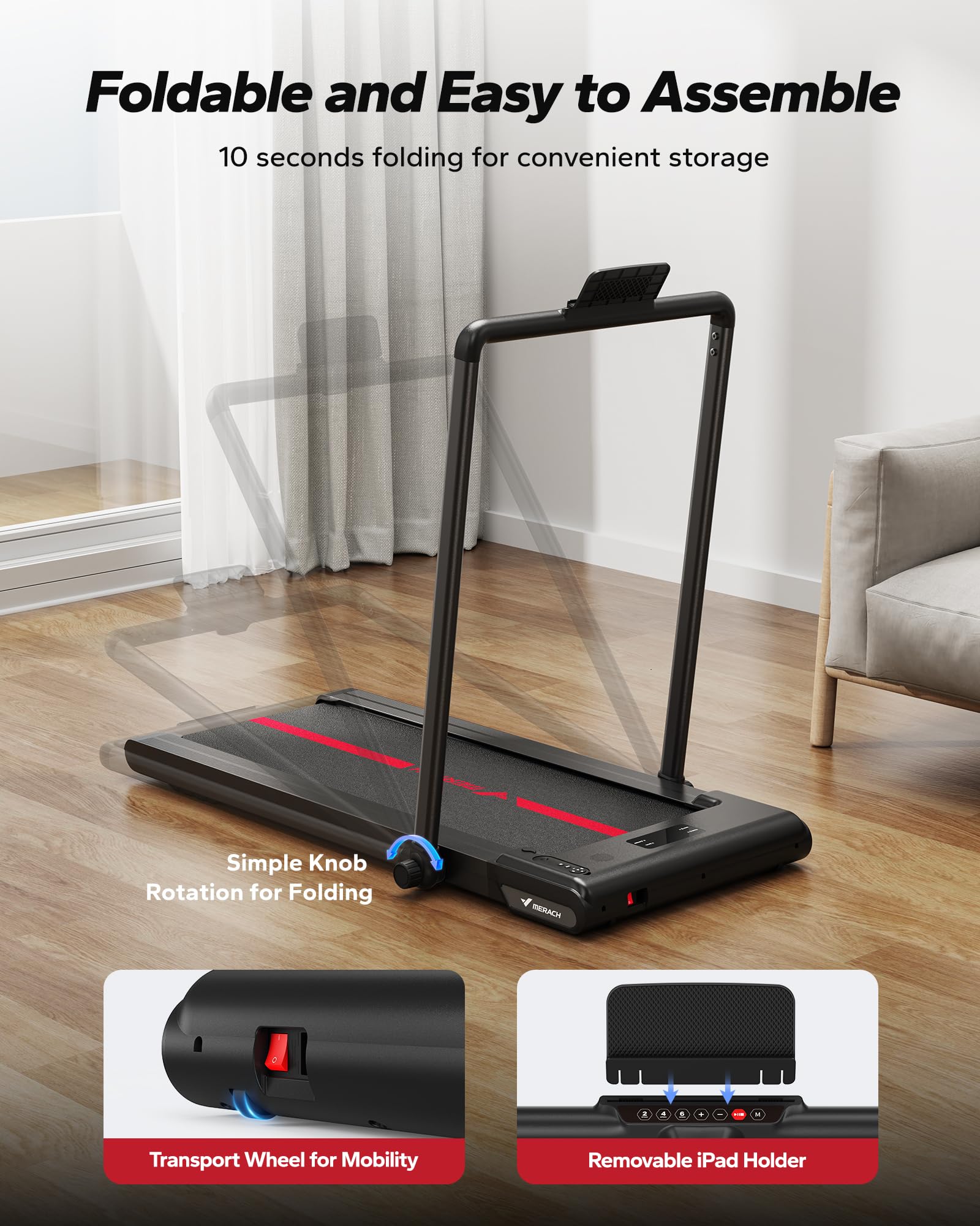 T05 Walking Pad 2 in 1 Folding Under Desk Treadmill For Home Use